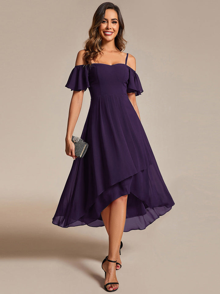 ever JORDANE|Spaghetti Strap Cold Shoulder Chiffon A-Line Midi Wedding Guest Dress