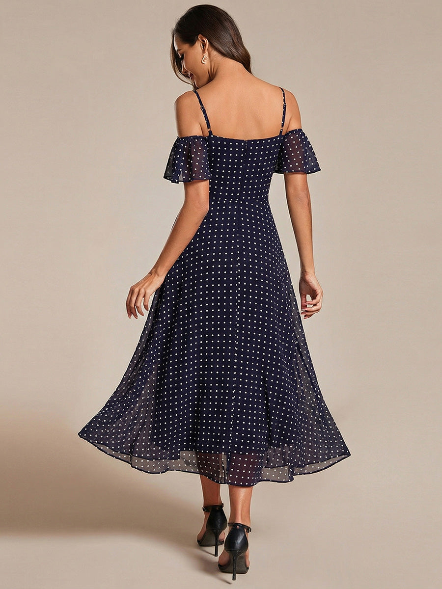 ever JORDANE|Spaghetti Strap Cold Shoulder Chiffon A-Line Midi Wedding Guest Dress