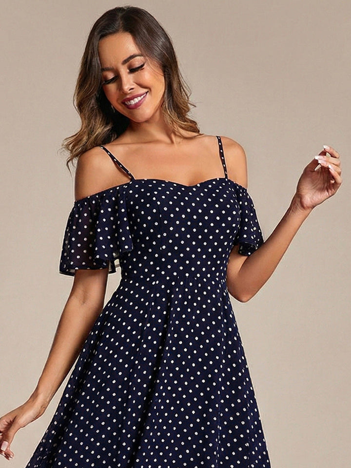 ever JORDANE|Spaghetti Strap Cold Shoulder Chiffon A-Line Midi Wedding Guest Dress