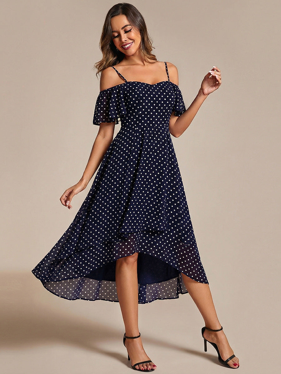 ever JORDANE|Spaghetti Strap Cold Shoulder Chiffon A-Line Midi Wedding Guest Dress