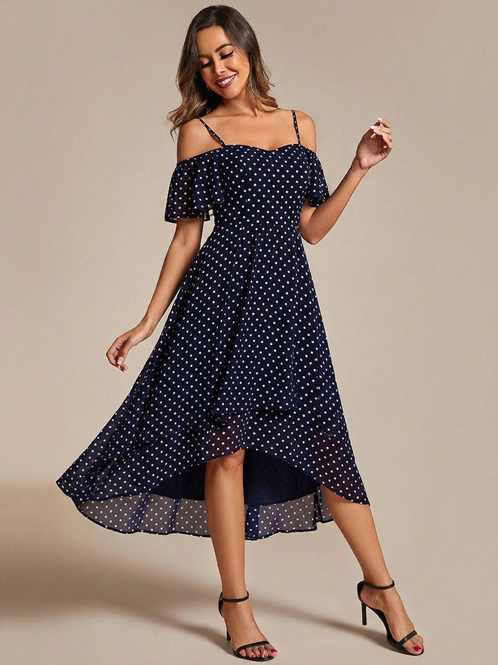 ever JORDANE|Spaghetti Strap Cold Shoulder Chiffon A-Line Midi Wedding Guest Dress