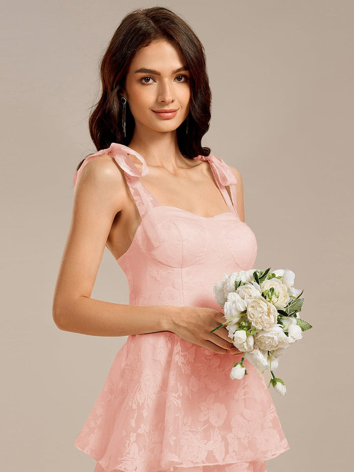 ever CODI|Bow Straps Floral Lace Tiered Dress