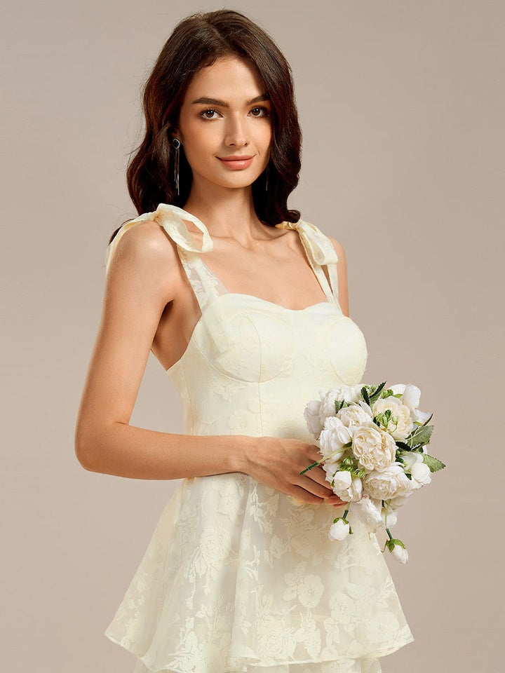 ever CODI|Bow Straps Floral Lace Tiered Dress