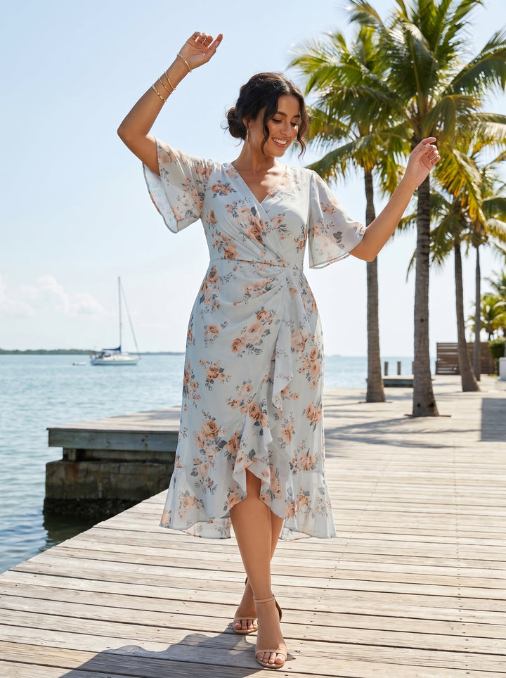 pretty FLORENCIA|Plus Size Printed Mermaid Chiffon Wedding Guest Dress