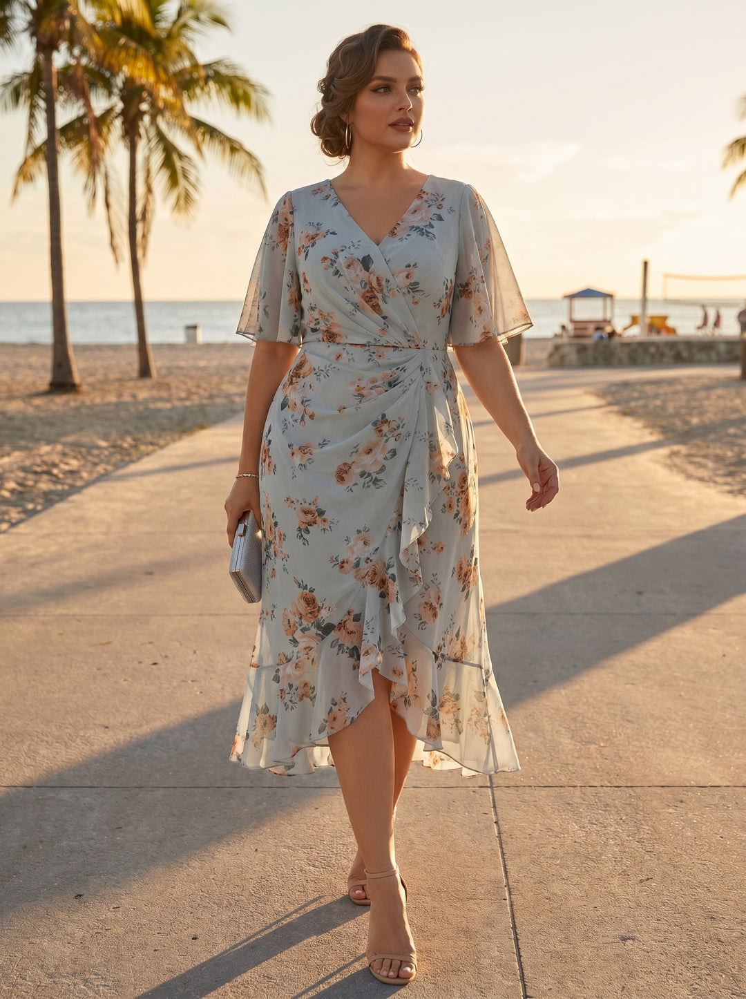 pretty FLORENCIA|Plus Size Printed Mermaid Chiffon Wedding Guest Dress