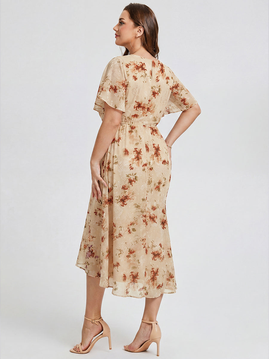pretty FLORENCIA|Plus Size Printed Mermaid Chiffon Wedding Guest Dress