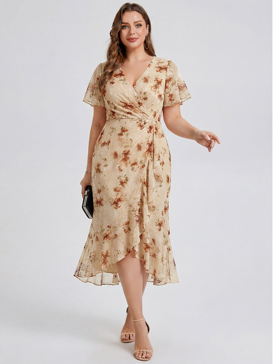 pretty FLORENCIA|Plus Size Printed Mermaid Chiffon Wedding Guest Dress