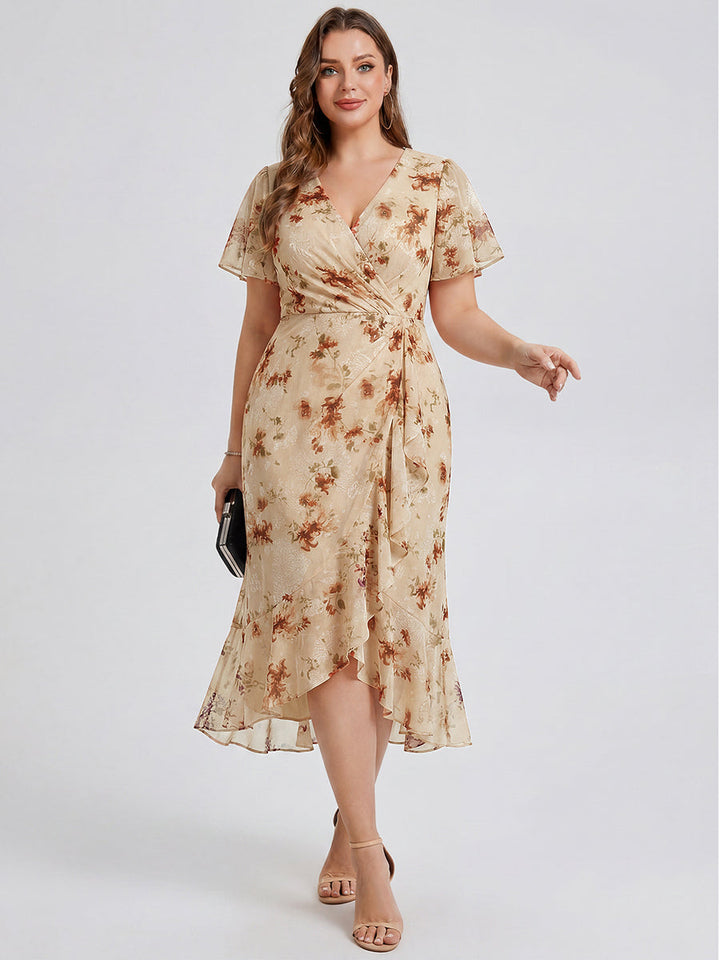 pretty FLORENCIA|Plus Size Printed Mermaid Chiffon Wedding Guest Dress