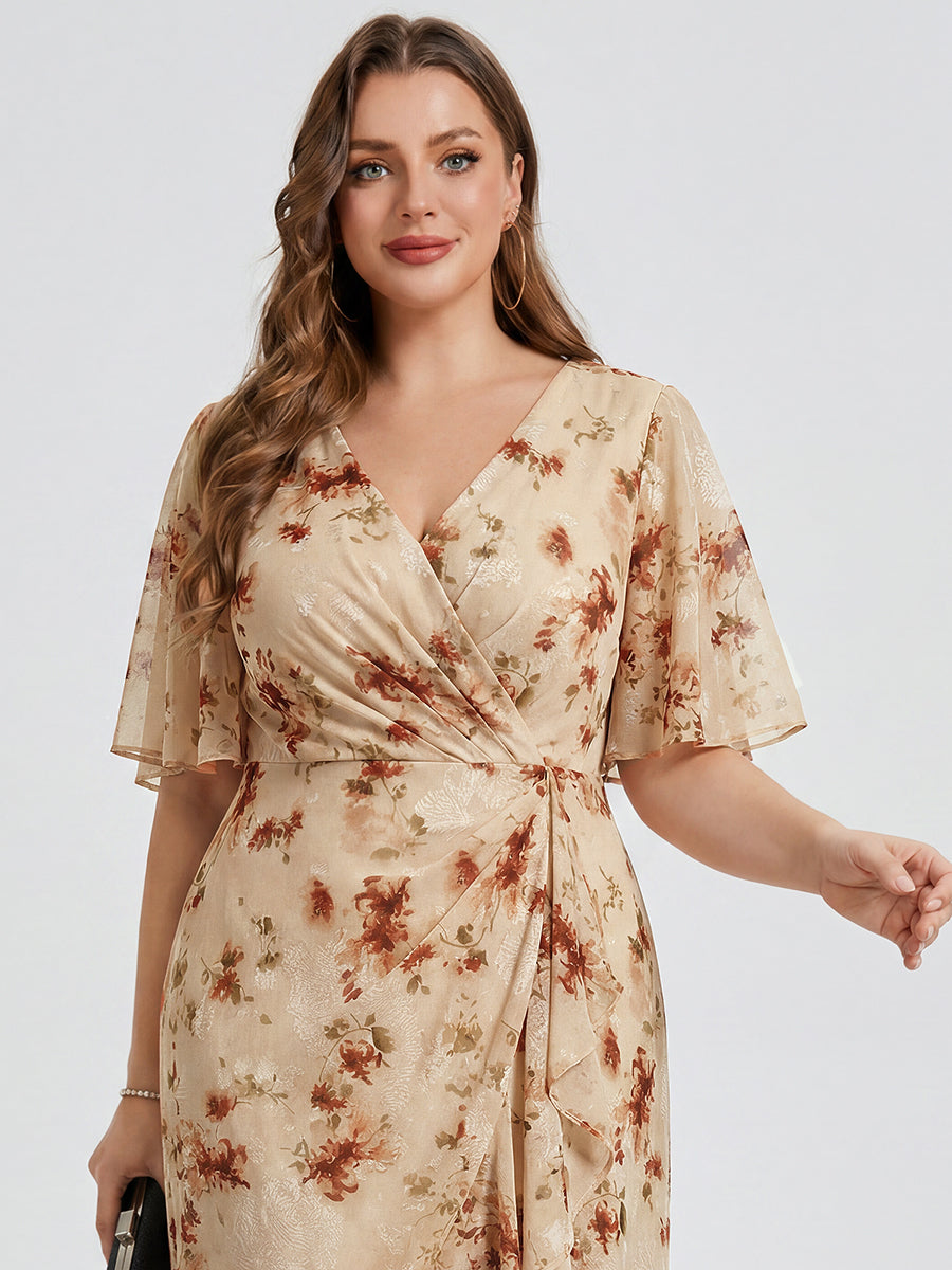 pretty FLORENCIA|Plus Size Printed Mermaid Chiffon Wedding Guest Dress
