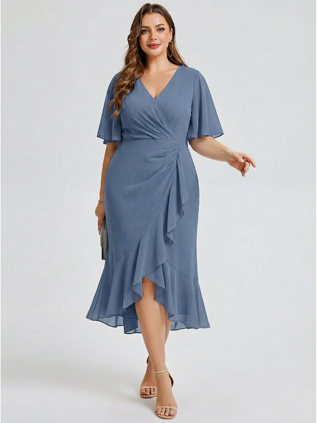 pretty FLORENCIA|Plus Size Printed Mermaid Chiffon Wedding Guest Dress
