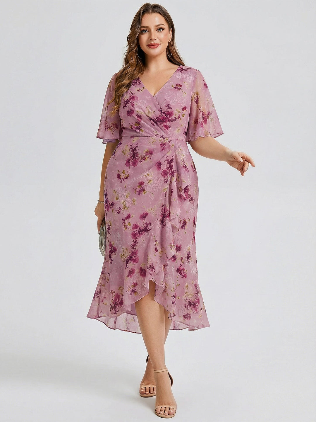 pretty FLORENCIA|Plus Size Printed Mermaid Chiffon Wedding Guest Dress