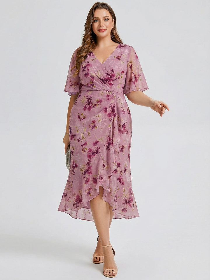 pretty FLORENCIA|Plus Size Printed Mermaid Chiffon Wedding Guest Dress