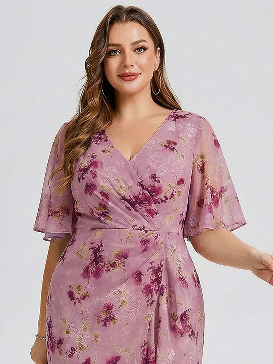 pretty FLORENCIA|Plus Size Printed Mermaid Chiffon Wedding Guest Dress