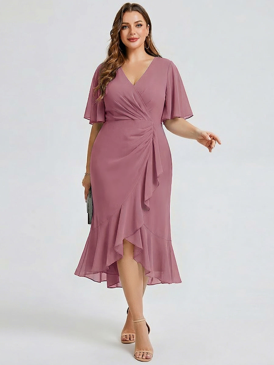 pretty FLORENCIA|Plus Size Printed Mermaid Chiffon Wedding Guest Dress