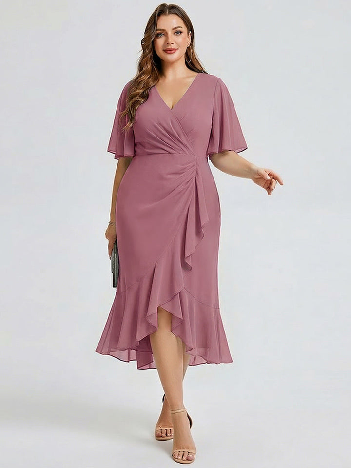 pretty FLORENCIA|Plus Size Printed Mermaid Chiffon Wedding Guest Dress