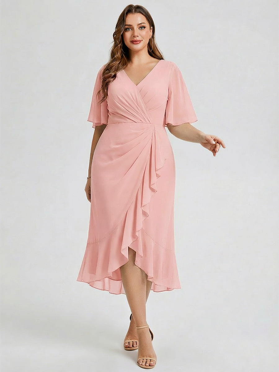 pretty FLORENCIA|Plus Size Printed Mermaid Chiffon Wedding Guest Dress