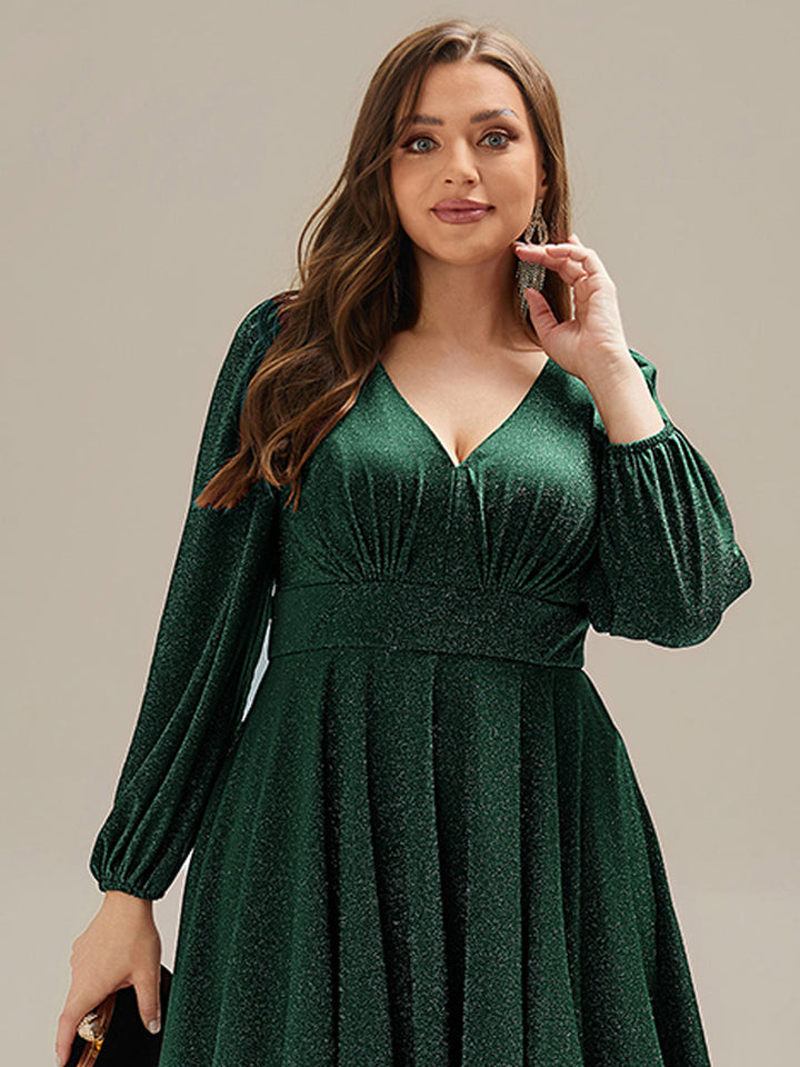 ever GREER| Glitter long Sleeve A-Line Midi Dress With Pocket