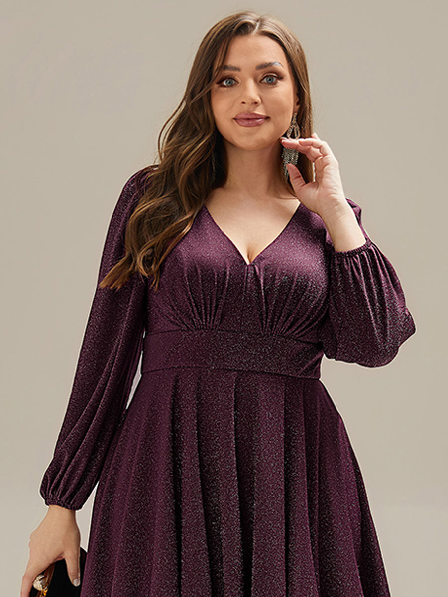 ever GREER| Glitter long Sleeve A-Line Midi Dress With Pocket