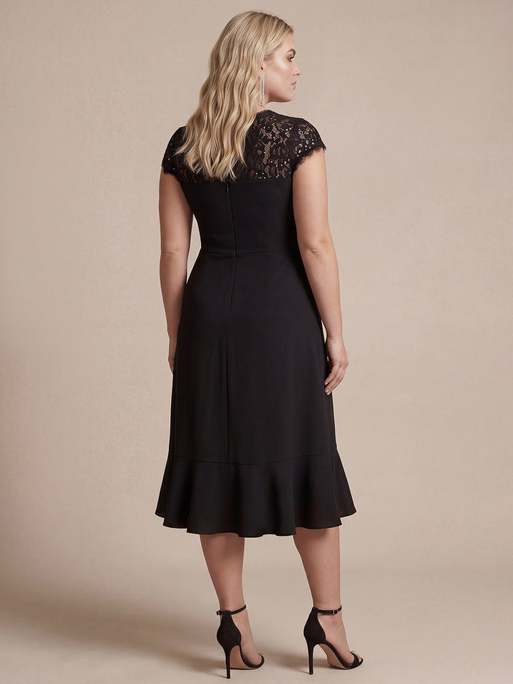 Lace Cap Sleeve Mermaid Wedding Guest Dress