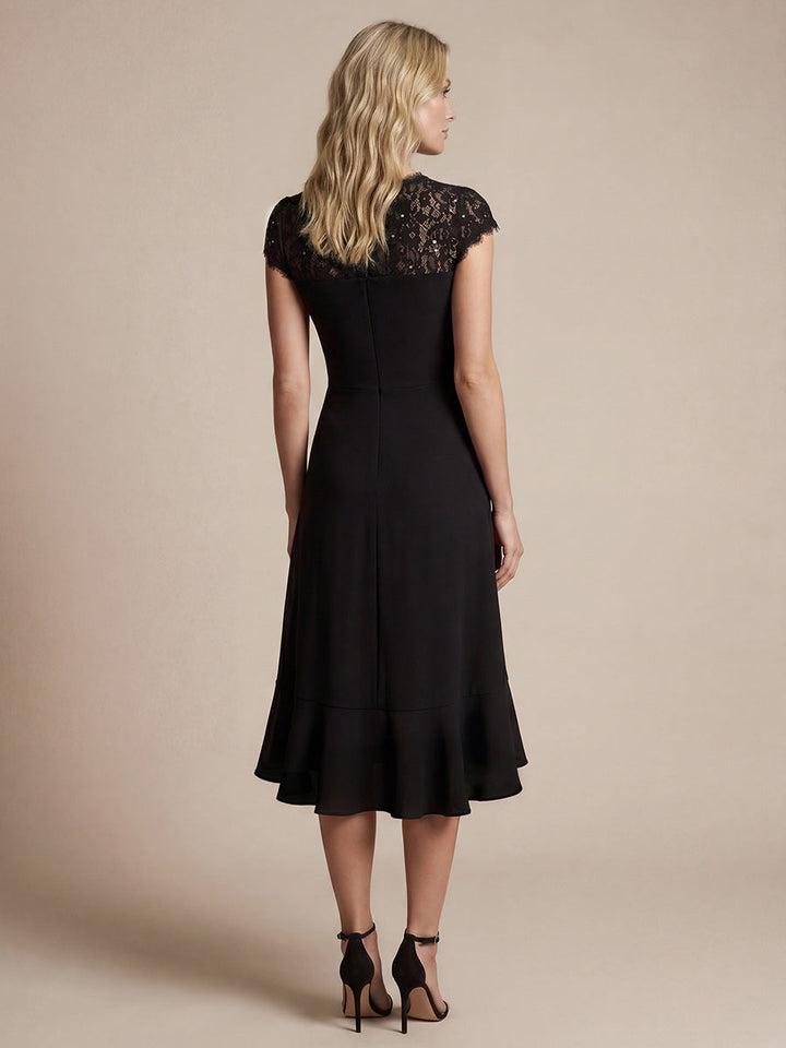 Lace Cap Sleeve Mermaid Wedding Guest Dress