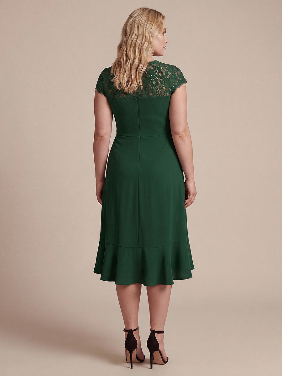 Lace Cap Sleeve Mermaid Wedding Guest Dress