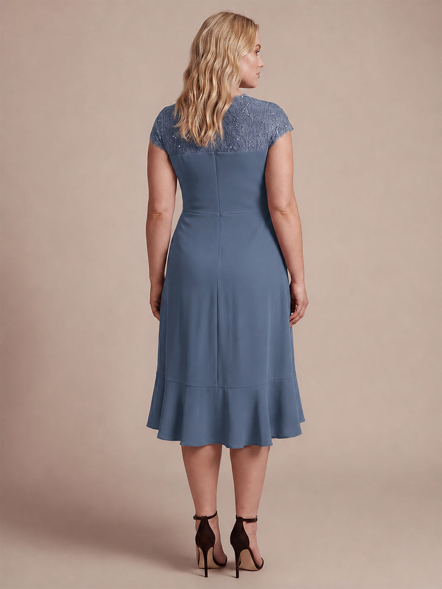 Lace Cap Sleeve Mermaid Wedding Guest Dress