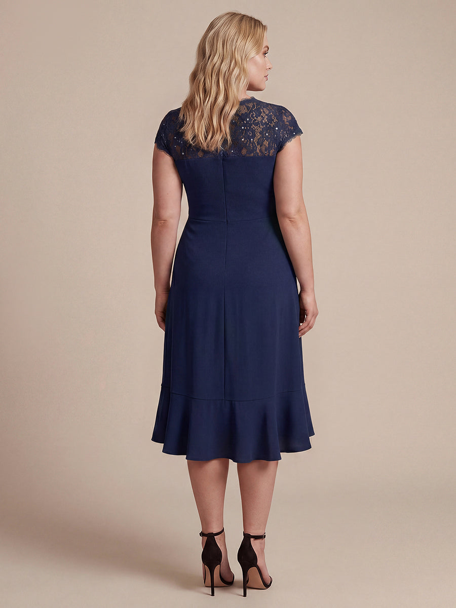 Lace Cap Sleeve Mermaid Wedding Guest Dress
