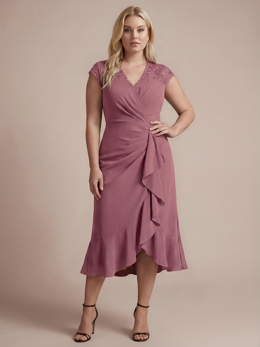 Lace Cap Sleeve Mermaid Wedding Guest Dress