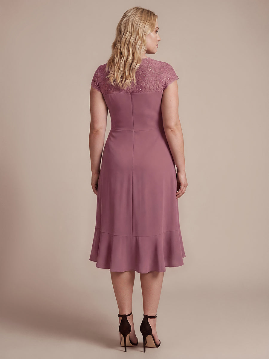 Lace Cap Sleeve Mermaid Wedding Guest Dress