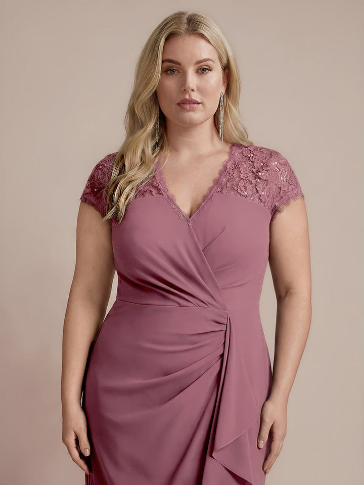 Lace Cap Sleeve Mermaid Wedding Guest Dress