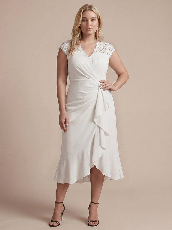 Lace Cap Sleeve Mermaid Wedding Guest Dress