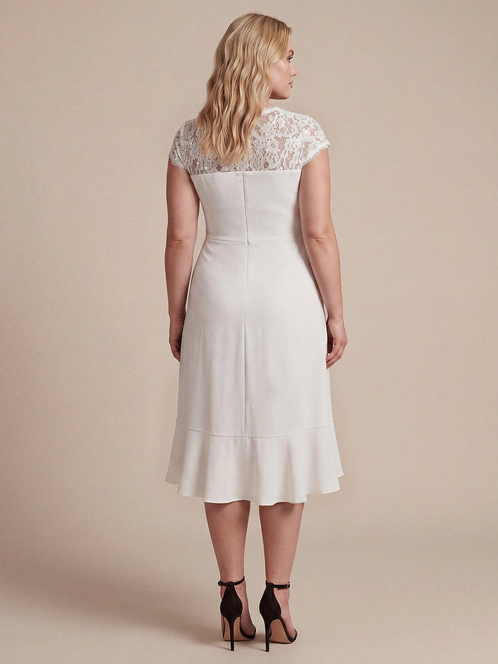 Lace Cap Sleeve Mermaid Wedding Guest Dress