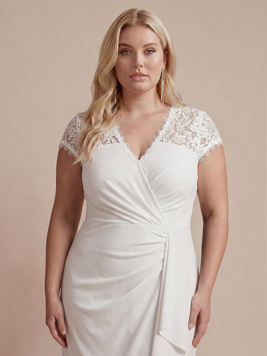 Lace Cap Sleeve Mermaid Wedding Guest Dress