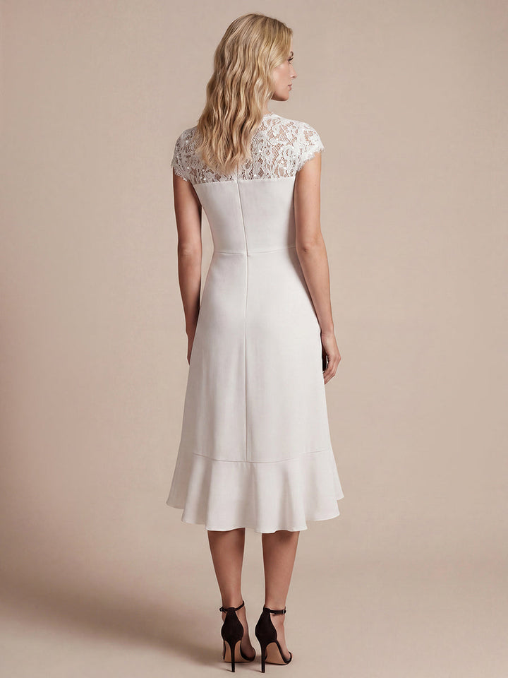 Lace Cap Sleeve Mermaid Wedding Guest Dress