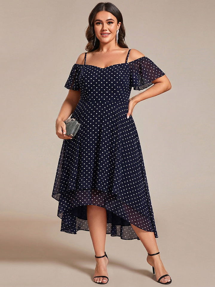 ever JORDANE|Spaghetti Strap Cold Shoulder Chiffon A-Line Midi Wedding Guest Dress