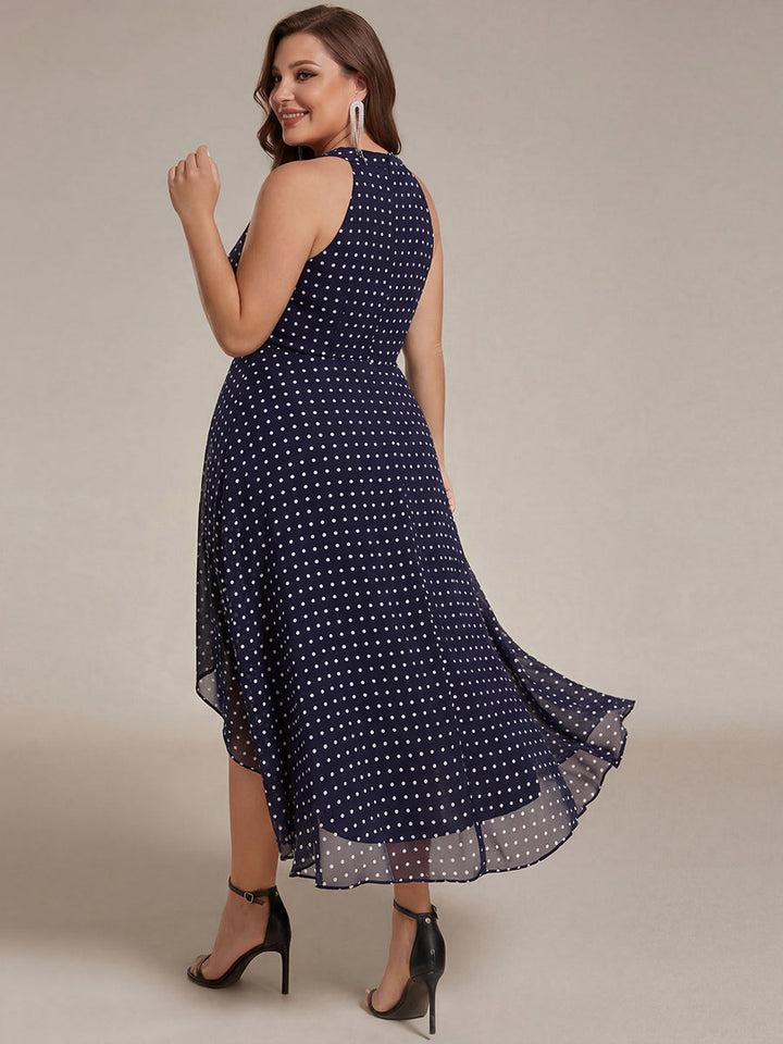 ever POSIE|Midi Halter Neck Chiffon Wedding Guest Dress with Sleeveless and A-Line