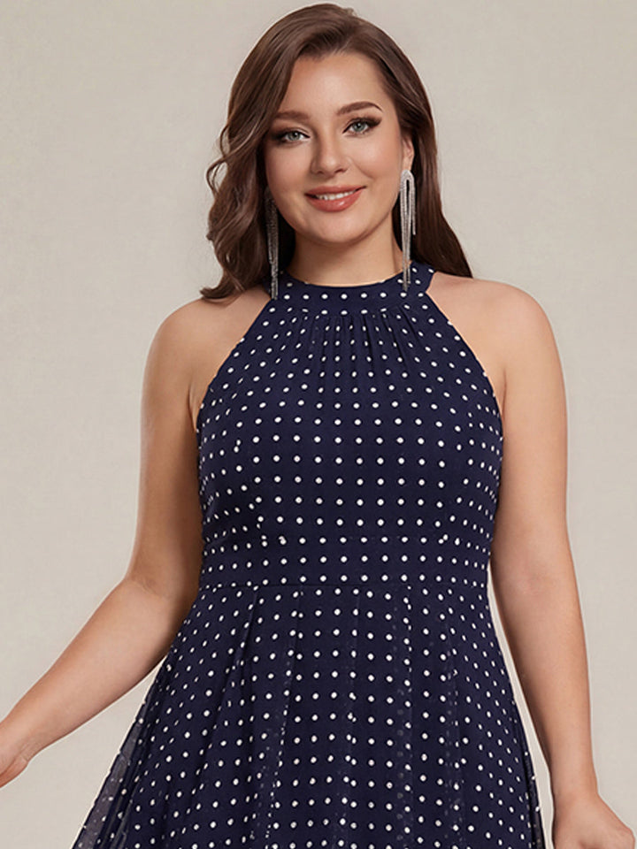 ever POSIE|Midi Halter Neck Chiffon Wedding Guest Dress with Sleeveless and A-Line