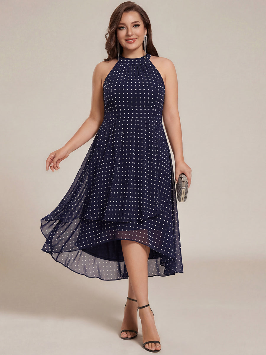 ever POSIE|Midi Halter Neck Chiffon Wedding Guest Dress with Sleeveless and A-Line
