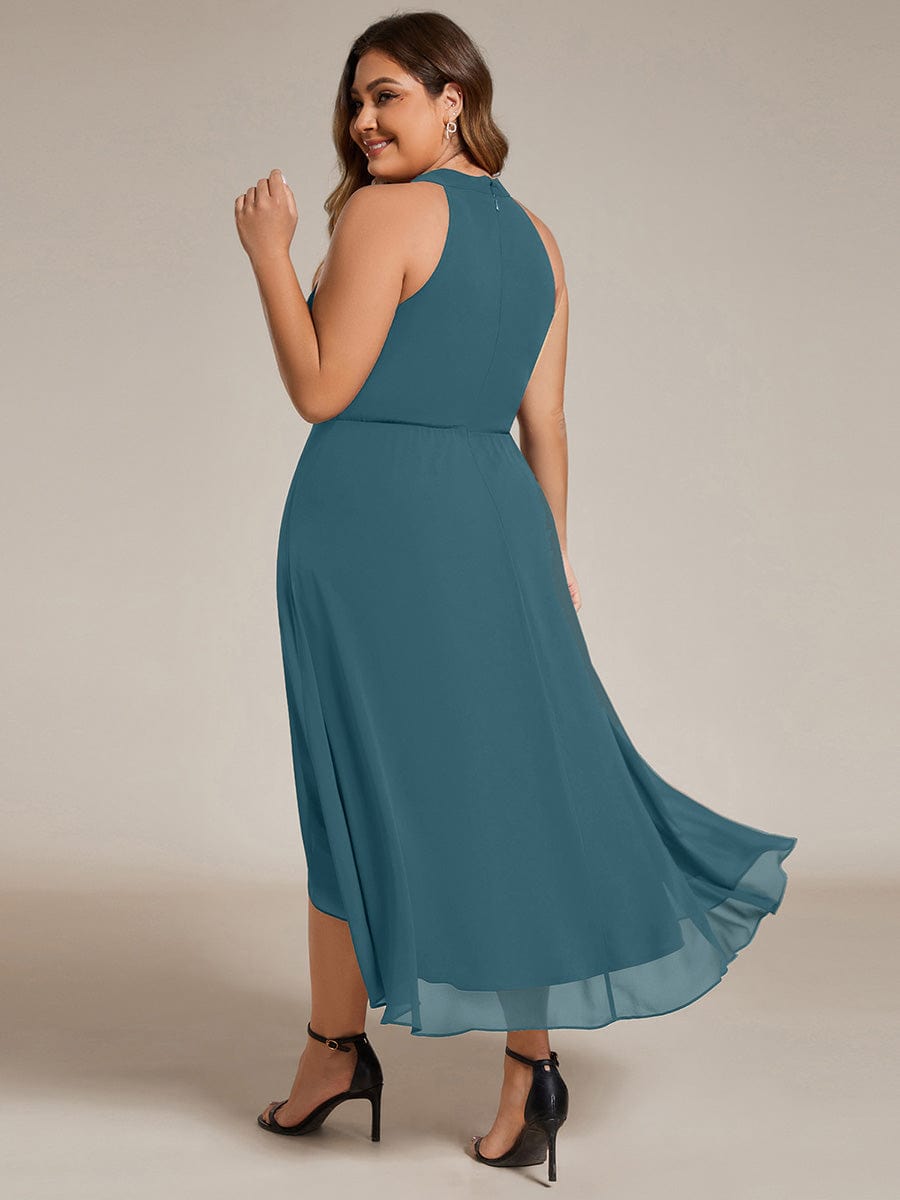 ever POSIE|Midi Halter Neck Chiffon Wedding Guest Dress with Sleeveless and A-Line