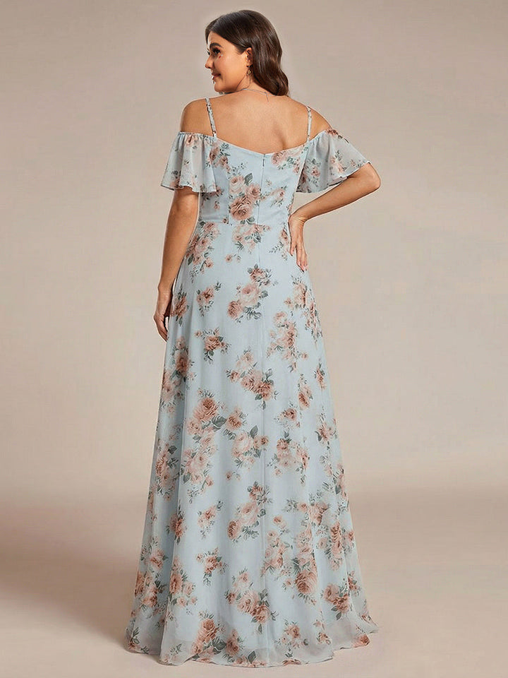 pretty REYA|Plus Size Cold Shoulder Formal Bridesmaid Dress with Side Slit