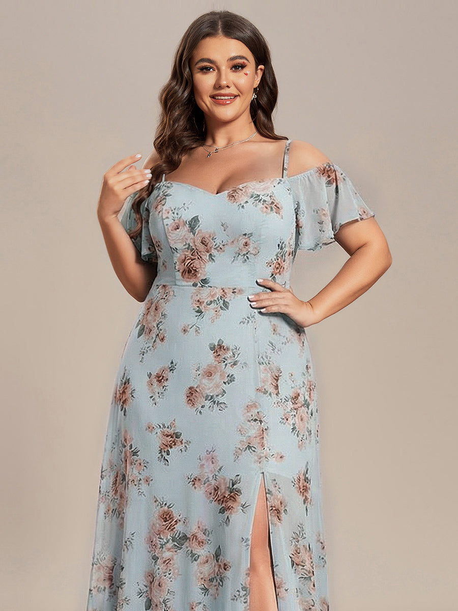 pretty REYA|Plus Size Cold Shoulder Formal Bridesmaid Dress with Side Slit