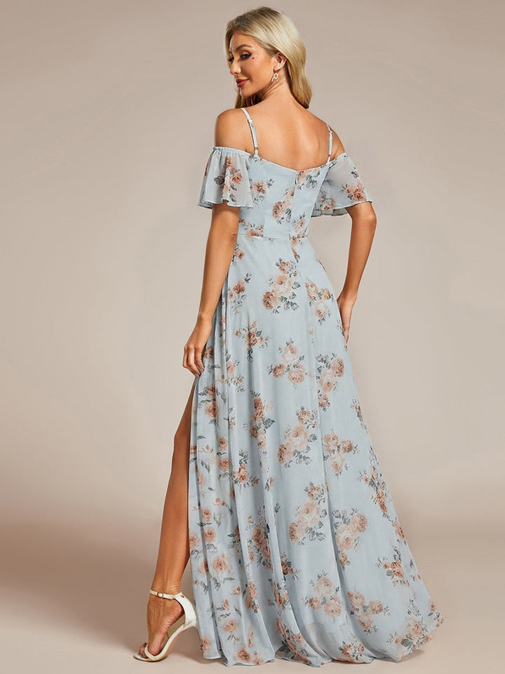 ever REYA|Cold Shoulder High Slit Chiffon Wedding Guest Dress