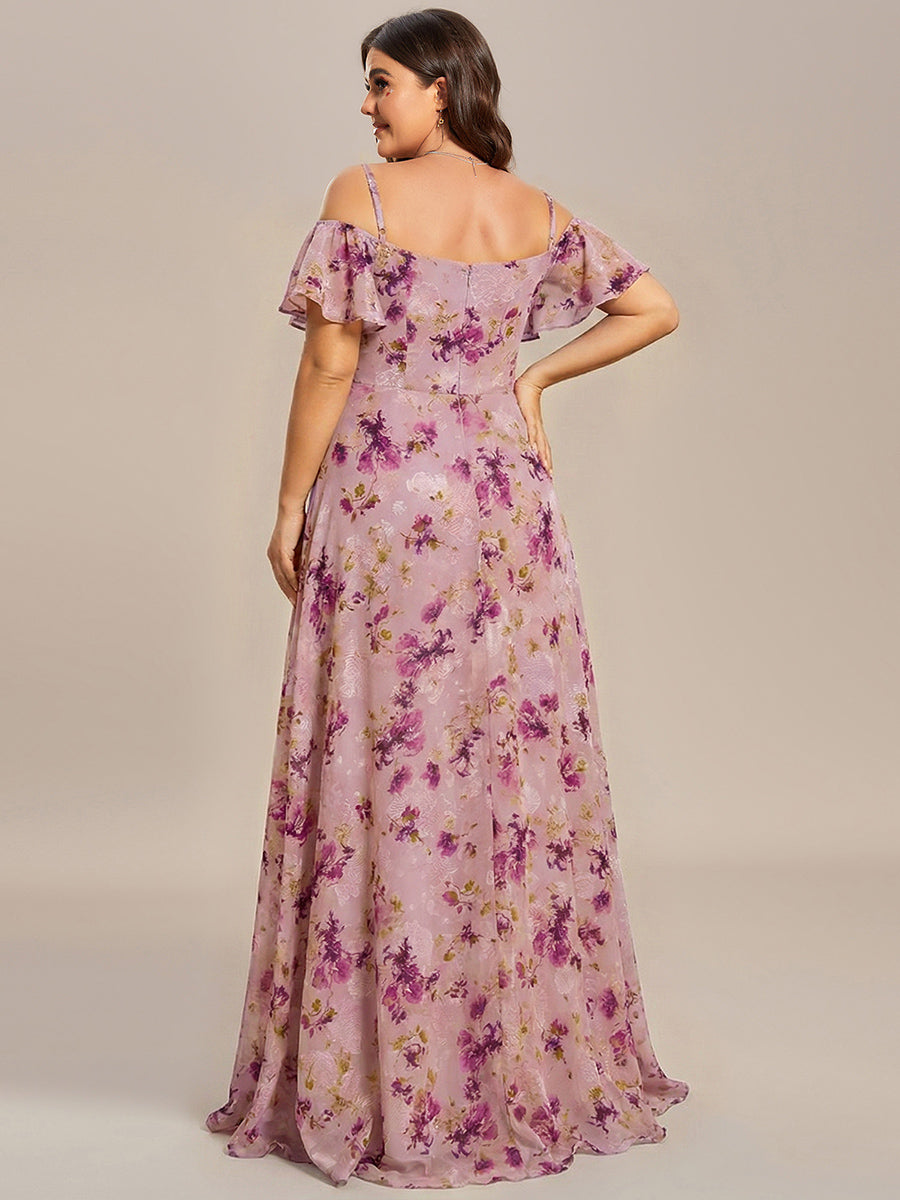 pretty REYA|Plus Size Cold Shoulder Formal Bridesmaid Dress with Side Slit
