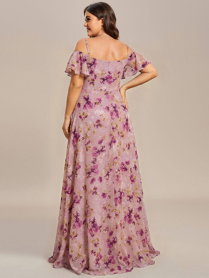 pretty REYA|Plus Size Cold Shoulder Formal Bridesmaid Dress with Side Slit