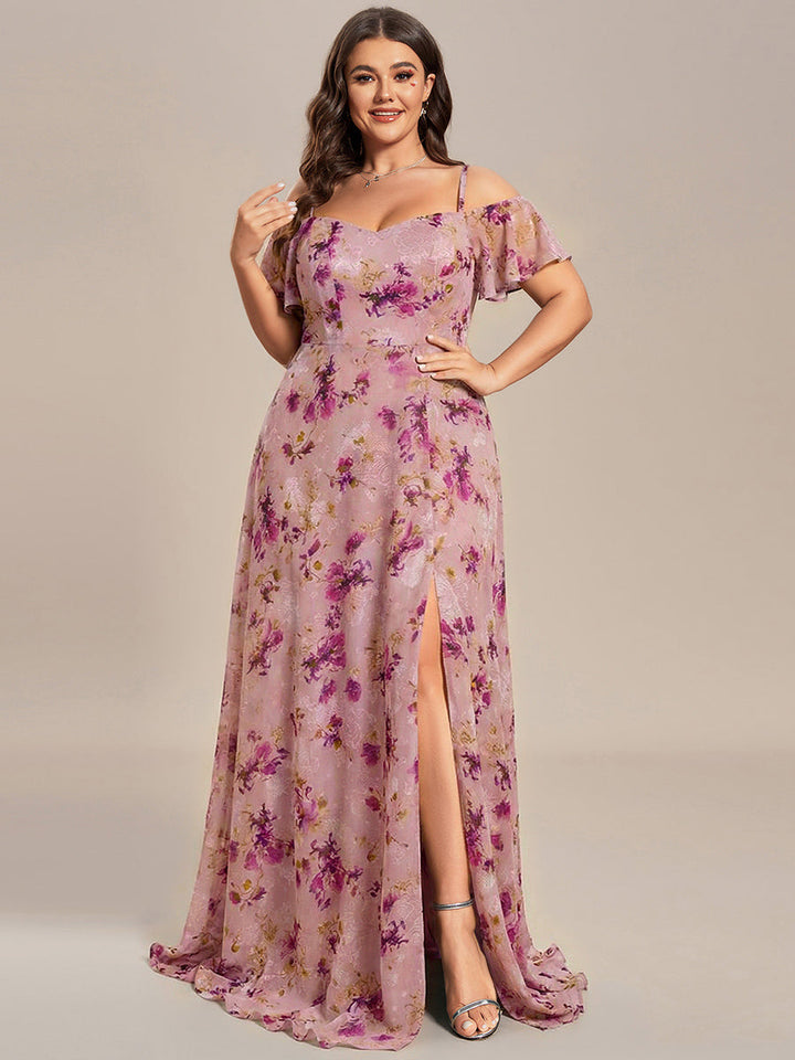 pretty REYA|Plus Size Cold Shoulder Formal Bridesmaid Dress with Side Slit