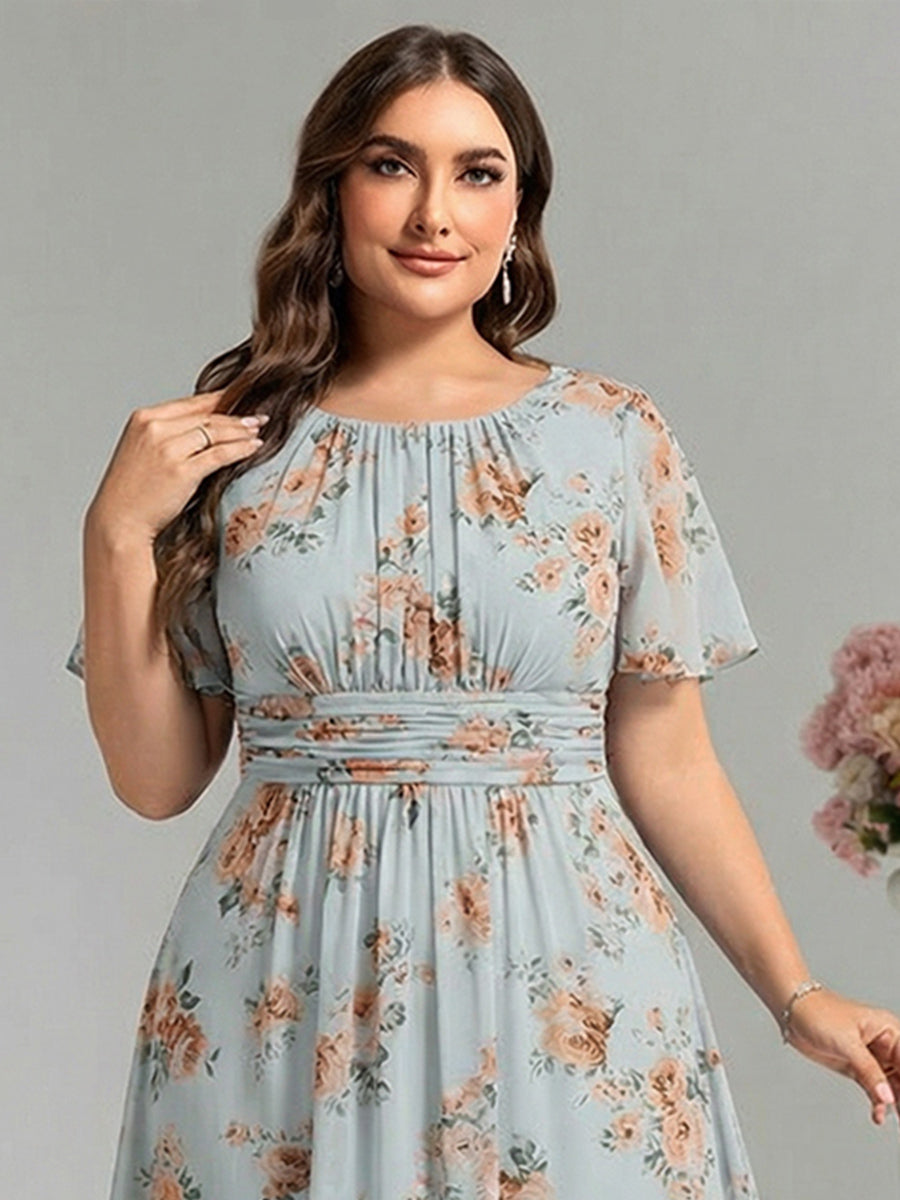 pretty KIMORA|Plus Size Simple Chiffon Pleated A-Line Bridesmaid Dress