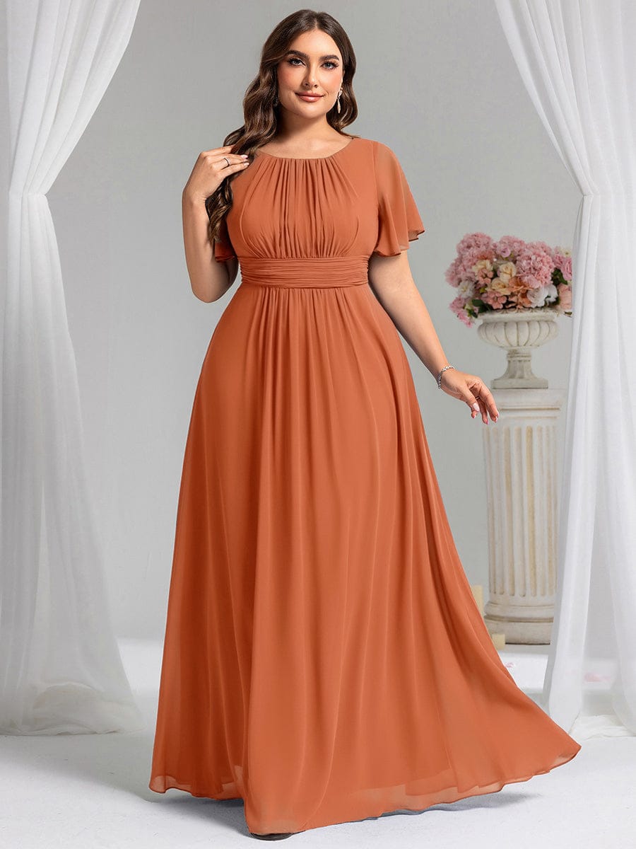 pretty KIMORA|Plus Size Printed Chiffon Pleated Maxi Wedding Guest Dress