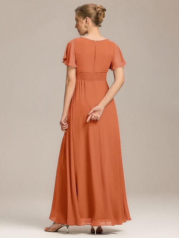 ever KIMORA|Simple Chiffon Pleated A-Line Bridesmaid Dress