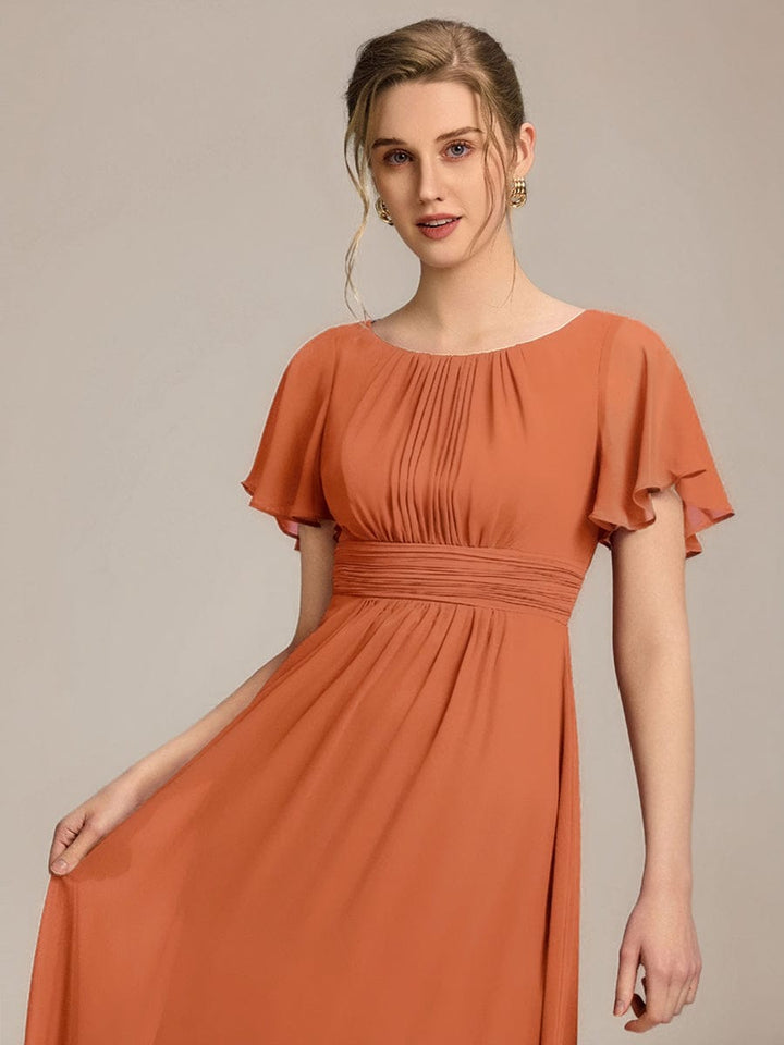 ever KIMORA|Simple Chiffon Pleated A-Line Bridesmaid Dress