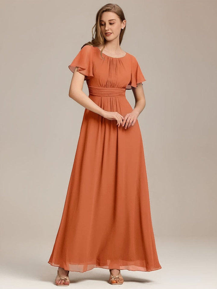 ever KIMORA|Simple Chiffon Pleated A-Line Bridesmaid Dress